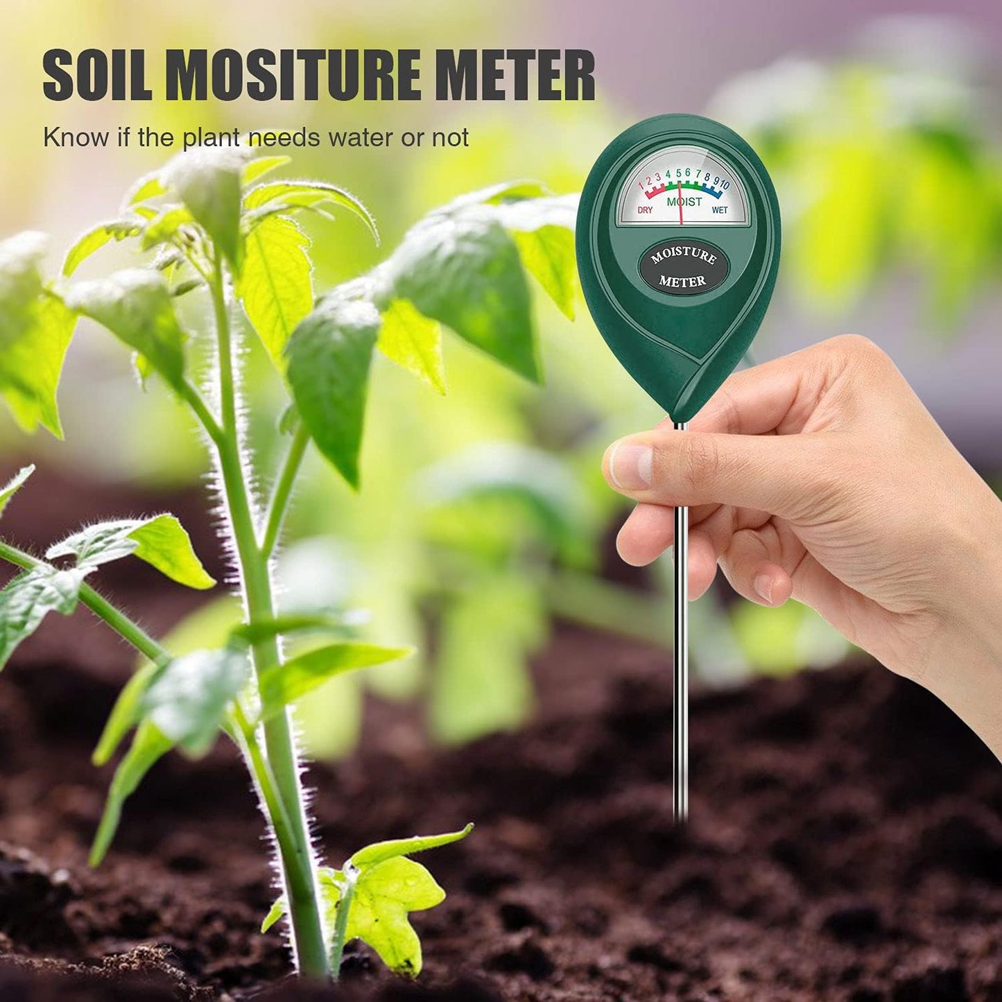 MOOCK Soil Moisture Meter, Portable Plant Soil Test Kit Indoor Outdoor Use, Hygrometer Moisture Sensor Water Meter for Potted Plants Succulents Trees Lawn Farm Garden, No Battery Needed, Easy to Read