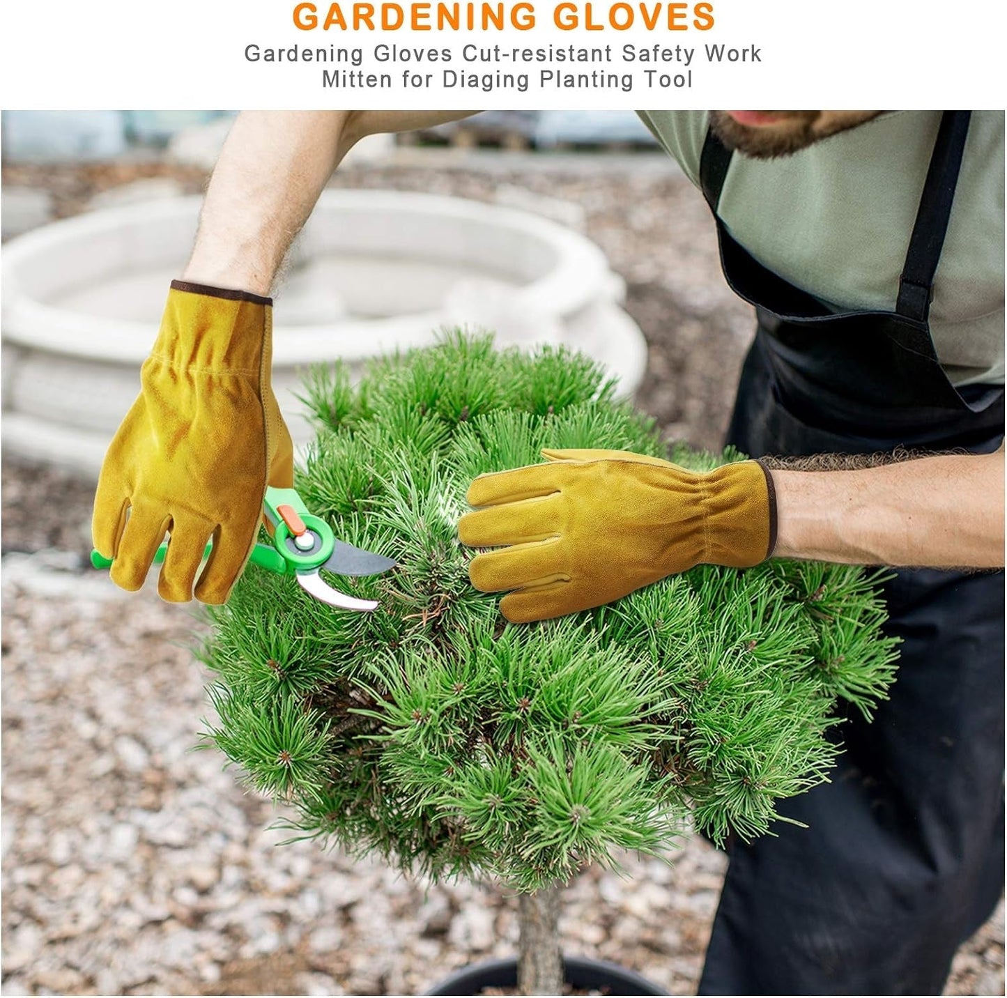 Garden Gloves Leather Gardening Gloves Thorn and Cutting Proof Work Garden Gloves