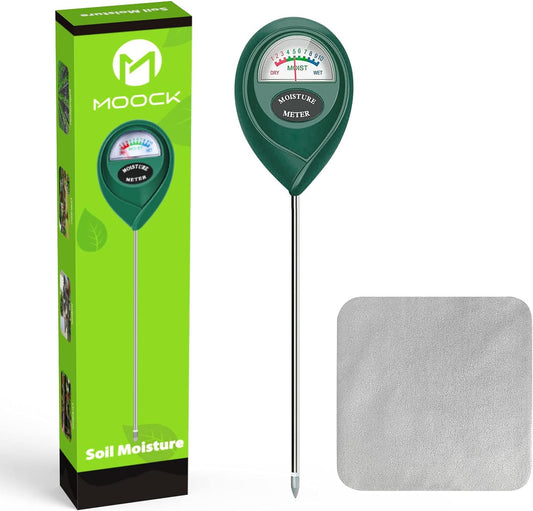 MOOCK Soil Moisture Meter, Portable Plant Soil Test Kit Indoor Outdoor Use, Hygrometer Moisture Sensor Water Meter for Potted Plants Succulents Trees Lawn Farm Garden, No Battery Needed, Easy to Read