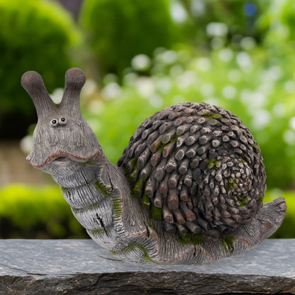 Slowpoke Snail Outdoor Garden Statue - 15"