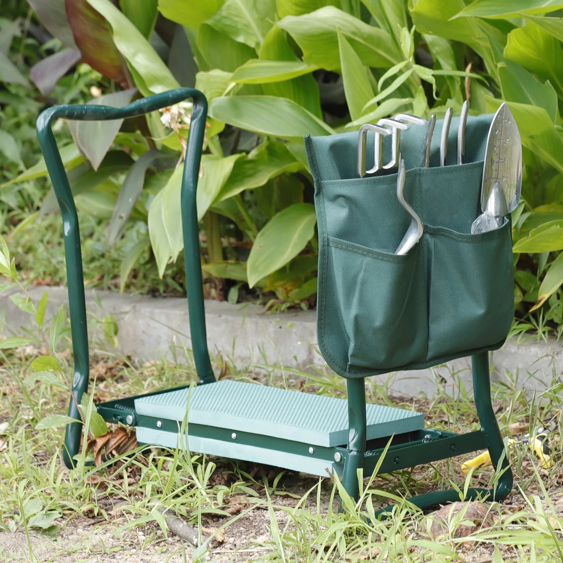 Foldable Garden Kneeler Bench W/ EVA Pad and Tool Pouch