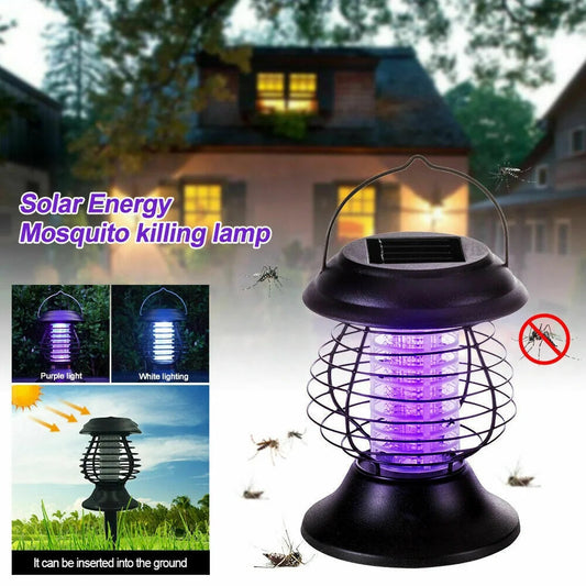 Solar Bug Zapper，Solar Powered Led Mosquito Fly Bug Insect Zapper Killer Trap Lamp Light Outdoor