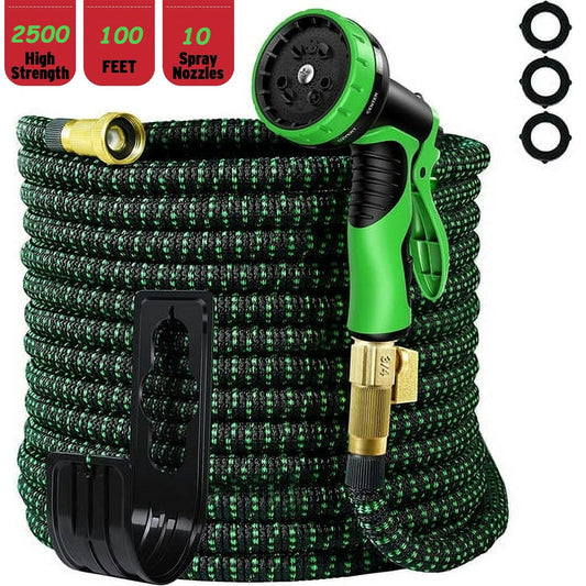 100Ft Expandable Garden Hose Lightweight Flexible Water Hoses Green