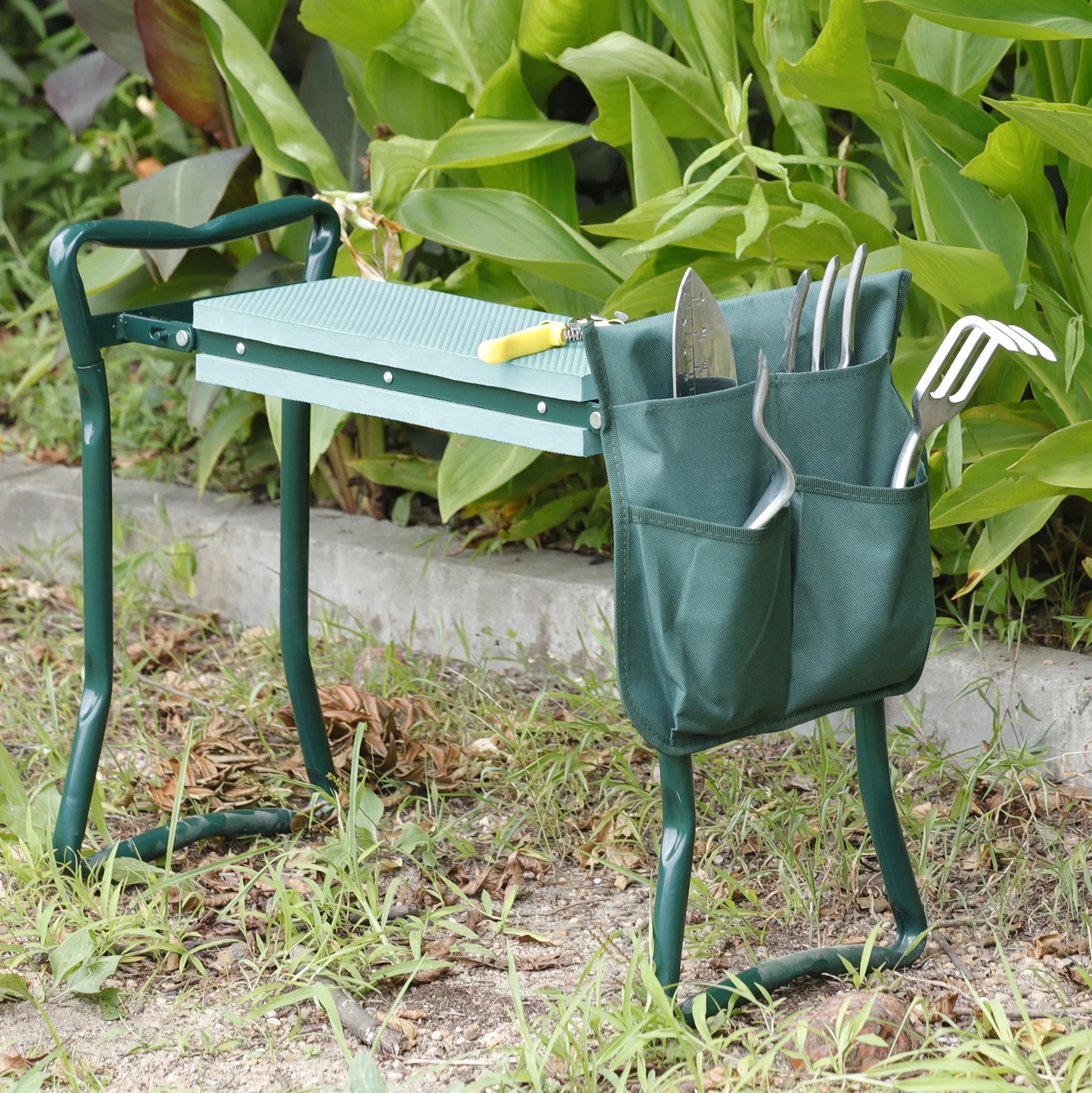 Foldable Garden Kneeler Bench W/ EVA Pad and Tool Pouch