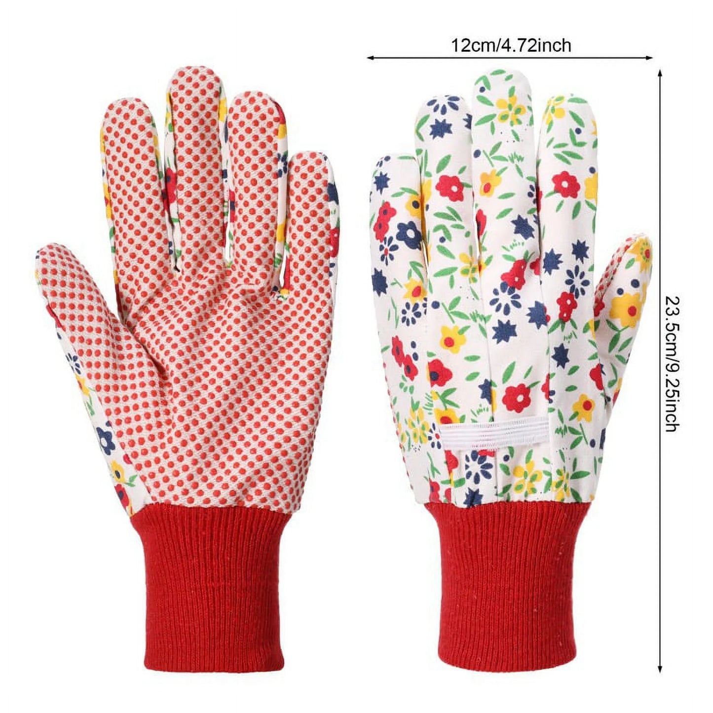 3 Pairs Garden Gloves for Women, Comfortable Gardening Working Gloves for Ladies Women, Floral Garden Gloves with Elastic Cuffs and Non-Slip for Yard, Fishing, Camping