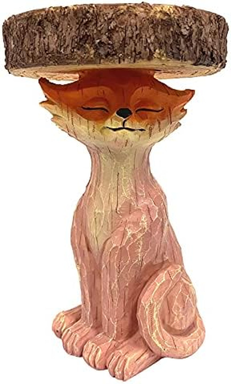 Sitting Fox Garden Statue. Equipped With Water Bowl for Yard Garden Decor.