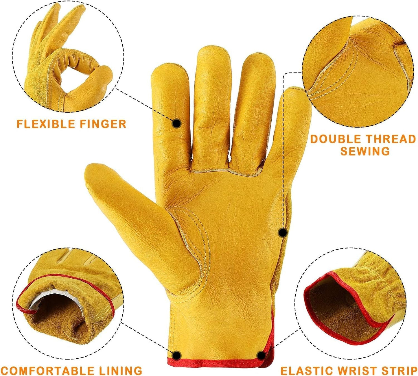 Garden Gloves Leather Gardening Gloves Thorn and Cutting Proof Work Garden Gloves