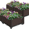 Elevated Plastic Raised Garden Planter Kit, 17" X 17" X 7" (2 Pack, Brown)