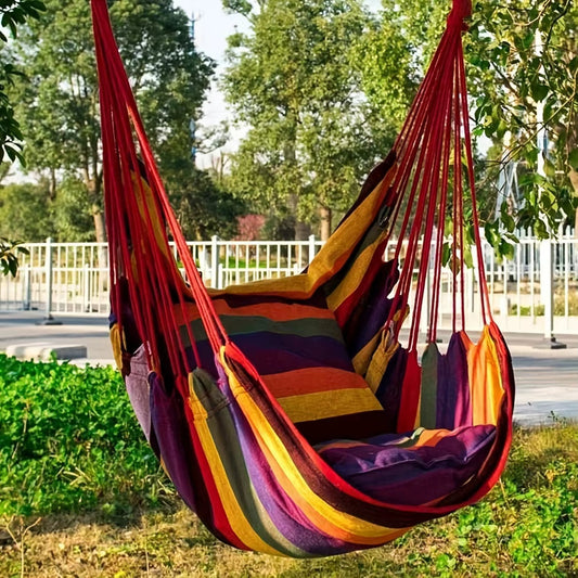 1Pc Outdoor Hammock Chair, Canvas Leisure Swing Hanging Chair, without Pillow and Cushion, Indoor/Outdoor Hammock