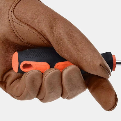 Leather Gauntlet Gardening Gloves - Breathable and Protective for Pruning and Industrial Use